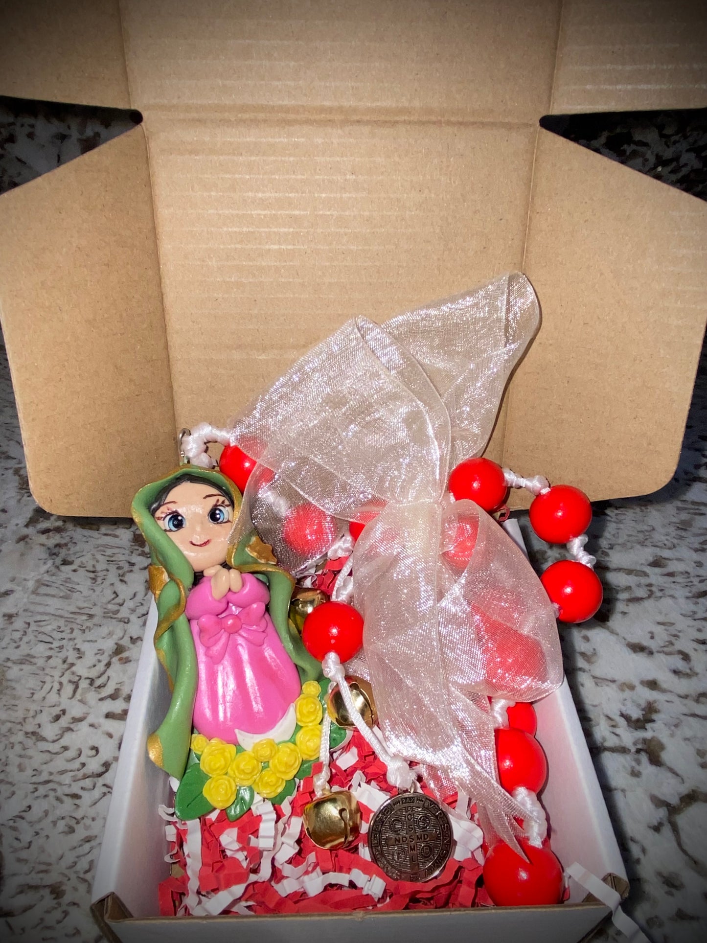 RED CHERRY Virgencita And San Benito Home Protection Door Knob Hanger