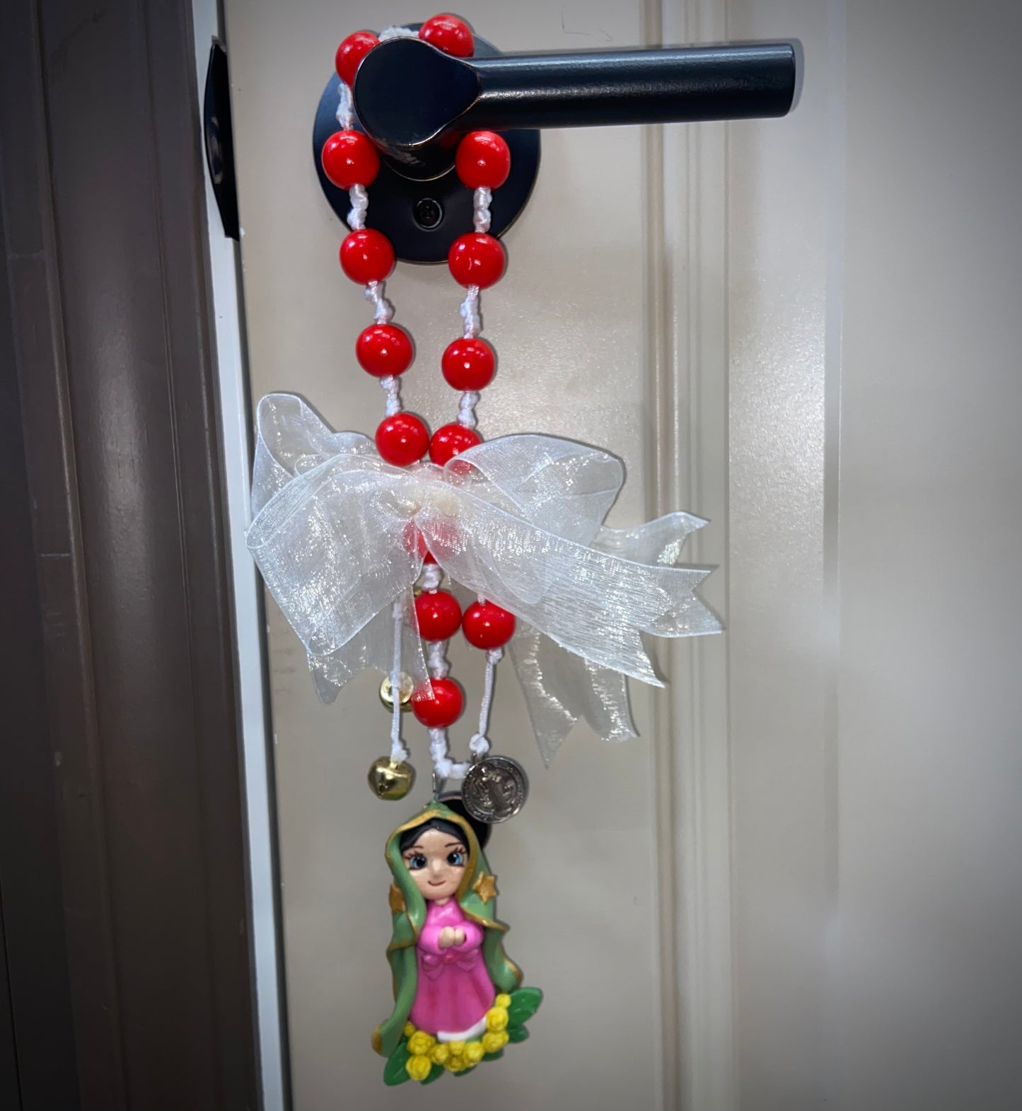 RED CHERRY Virgencita And San Benito Home Protection Door Knob Hanger